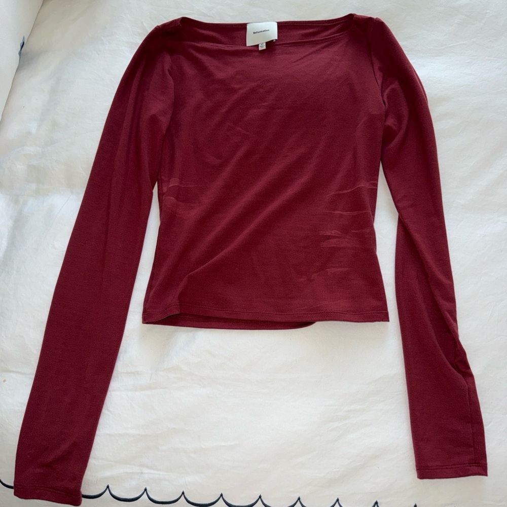 Reformation Deep Red Long Sleeve Top